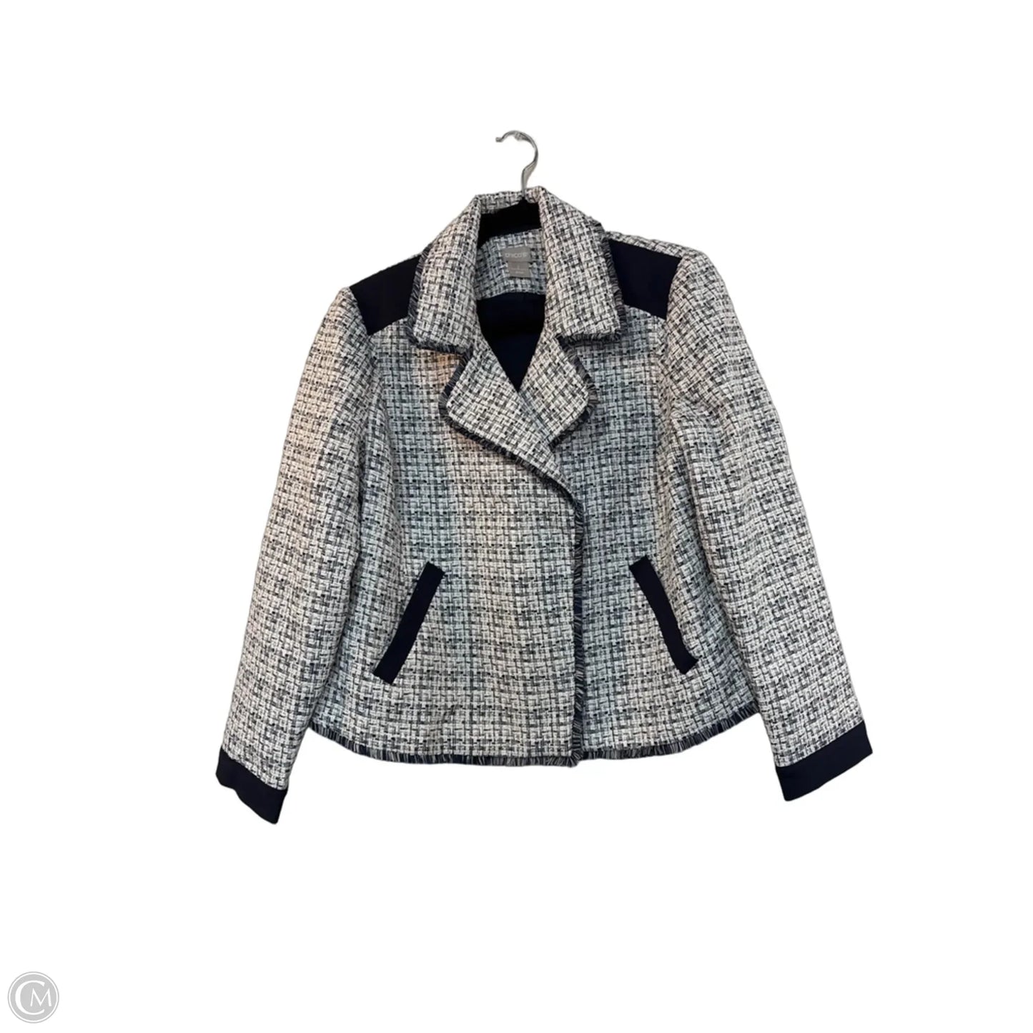Jacket Other By Chicos In Blue & White, Size: L