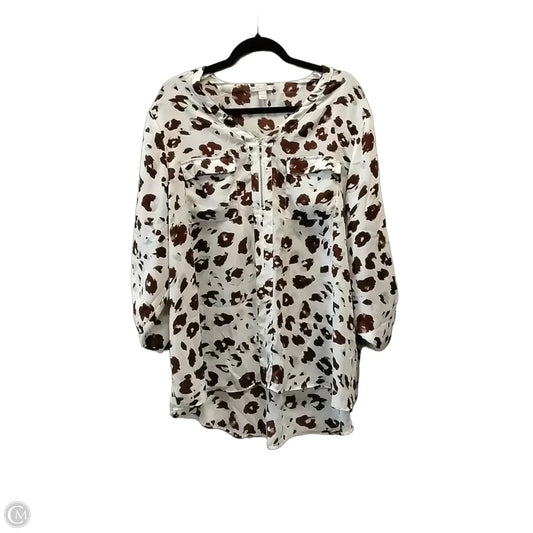 Blouse Long Sleeve By Cato In Animal Print, Size: 1x