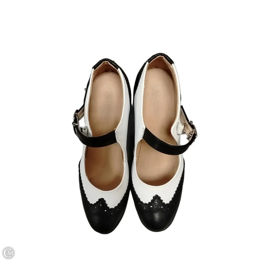 Sandals Heels Block By Cme In Black & White, Size: 6