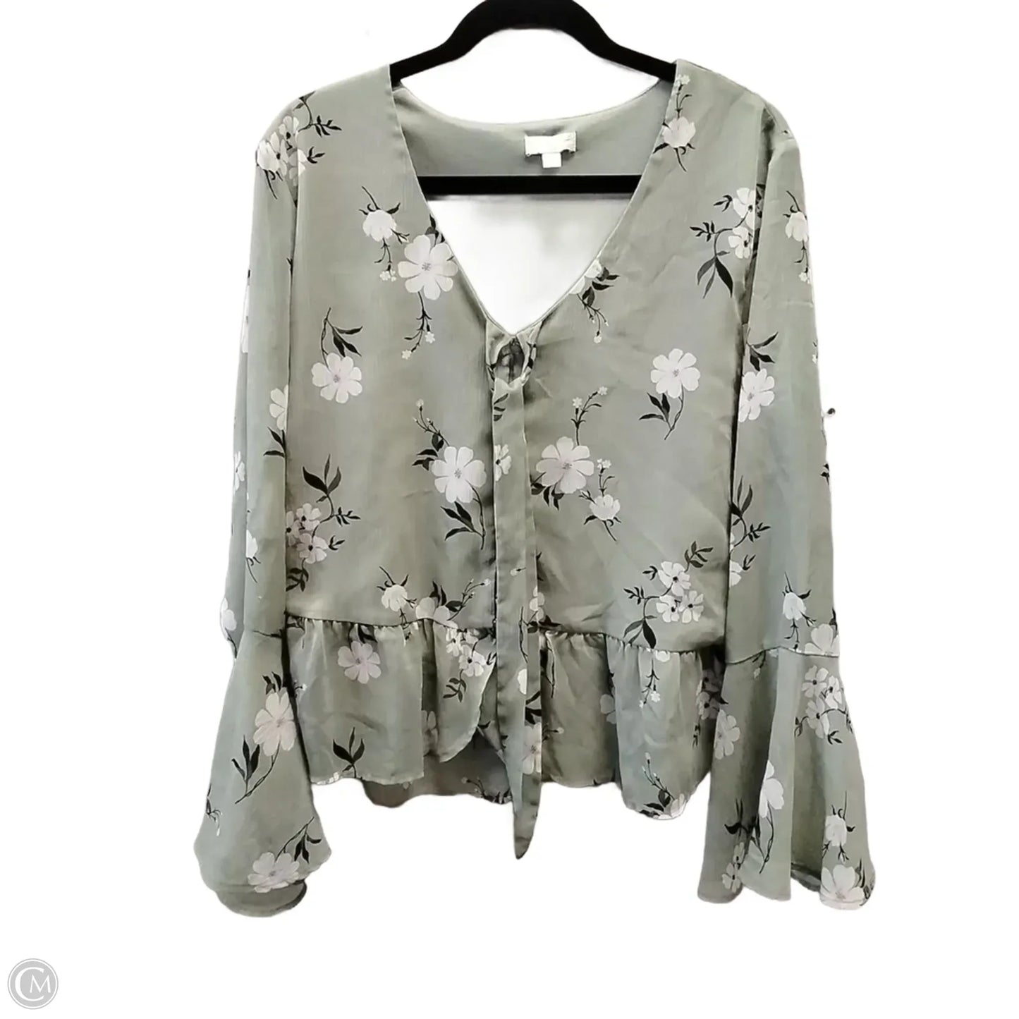 Blouse Long Sleeve By Clothes Mentor In Floral Print, Size: L