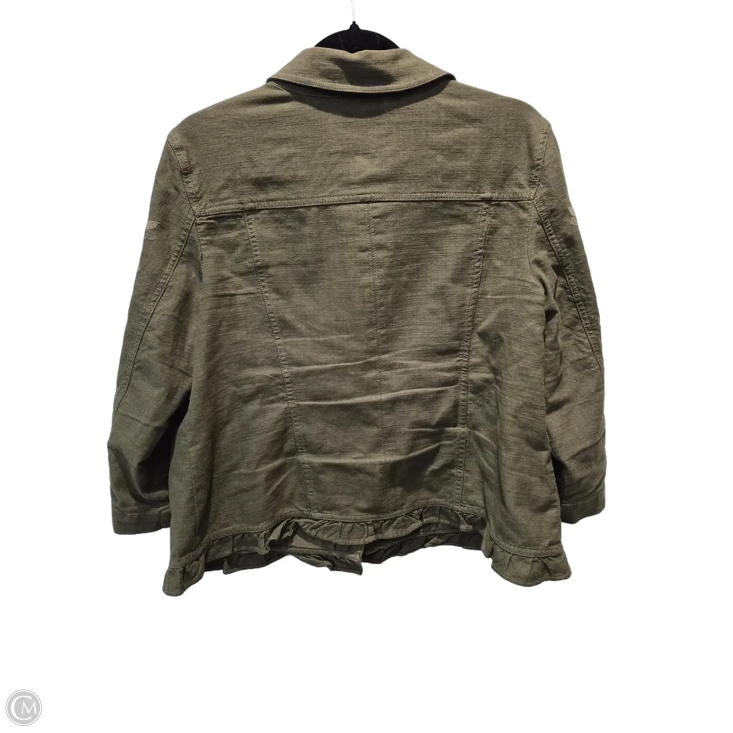 Jacket Shirt By Chicos In Green, Size: L