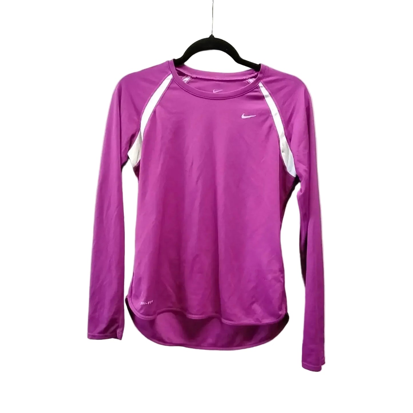 Athletic Top Long Sleeve Collar By Nike In Purple, Size: M