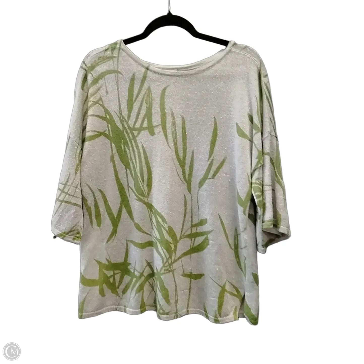 Top Long Sleeve By Chicos In Cream & Green, Size: L