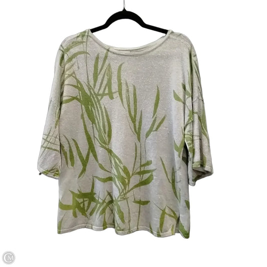 Top Long Sleeve By Chicos In Cream & Green, Size: L