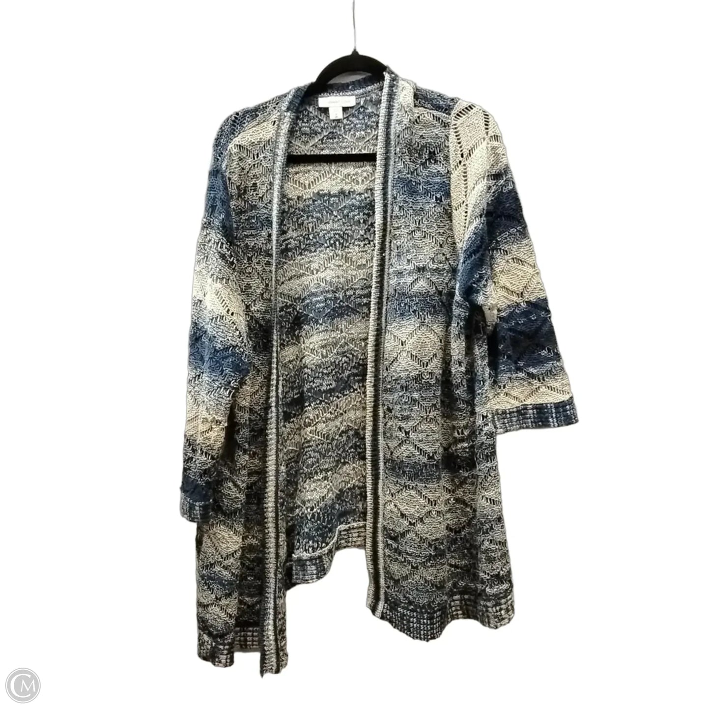 Cardigan By Coldwater Creek In Blue & Cream, Size: 3x