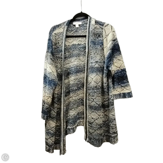 Cardigan By Coldwater Creek In Blue & Cream, Size: 3x