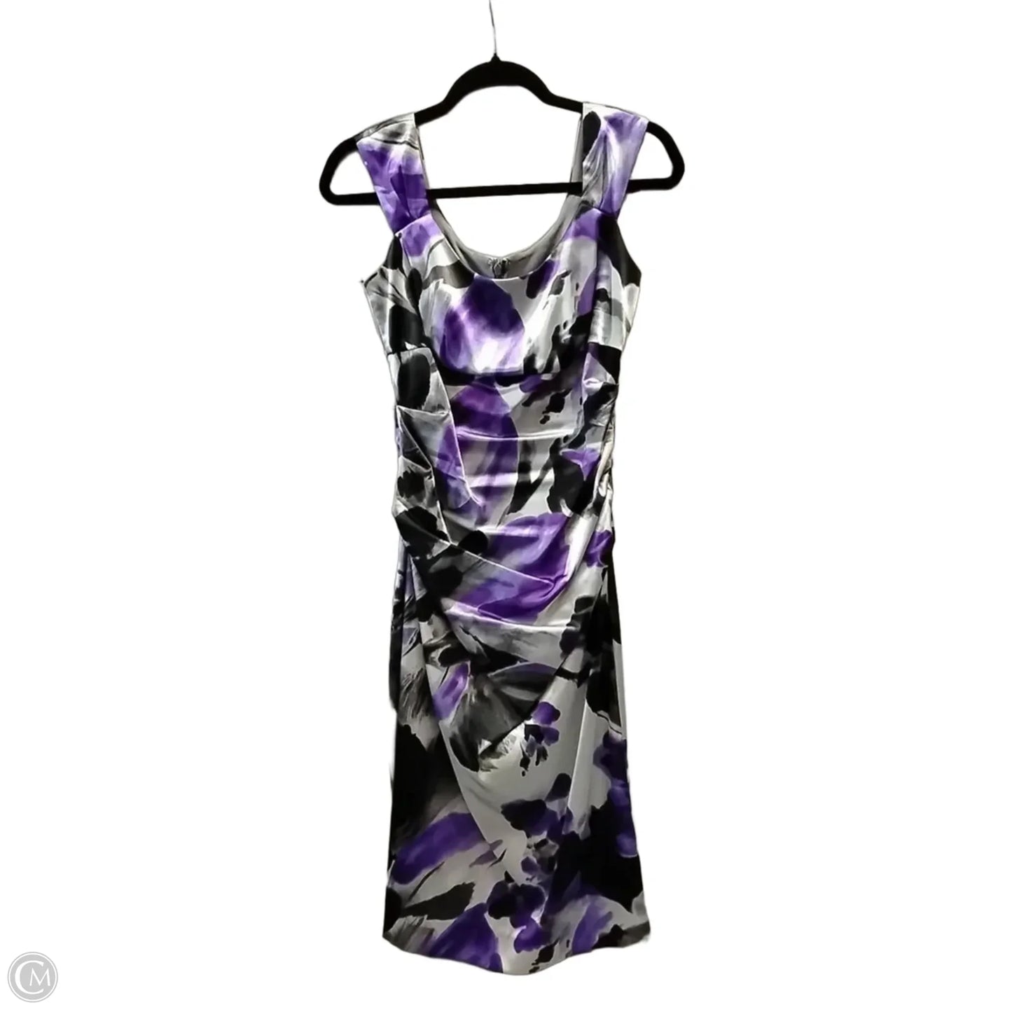 Dress Casual Midi By London Times In Grey & Purple, Size: 6