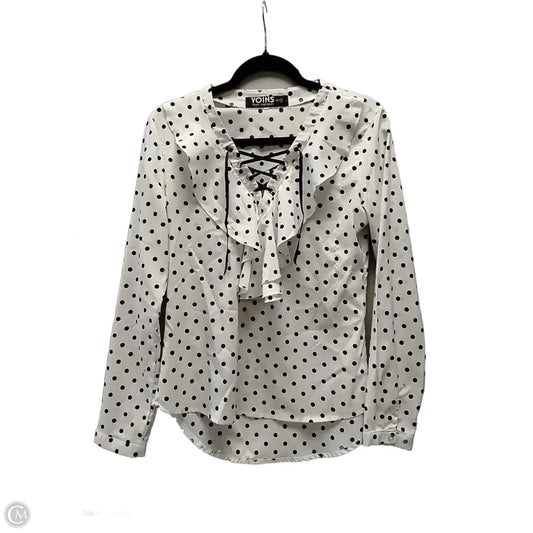 Blouse Long Sleeve By Clothes Mentor In Polkadot Pattern, Size: L