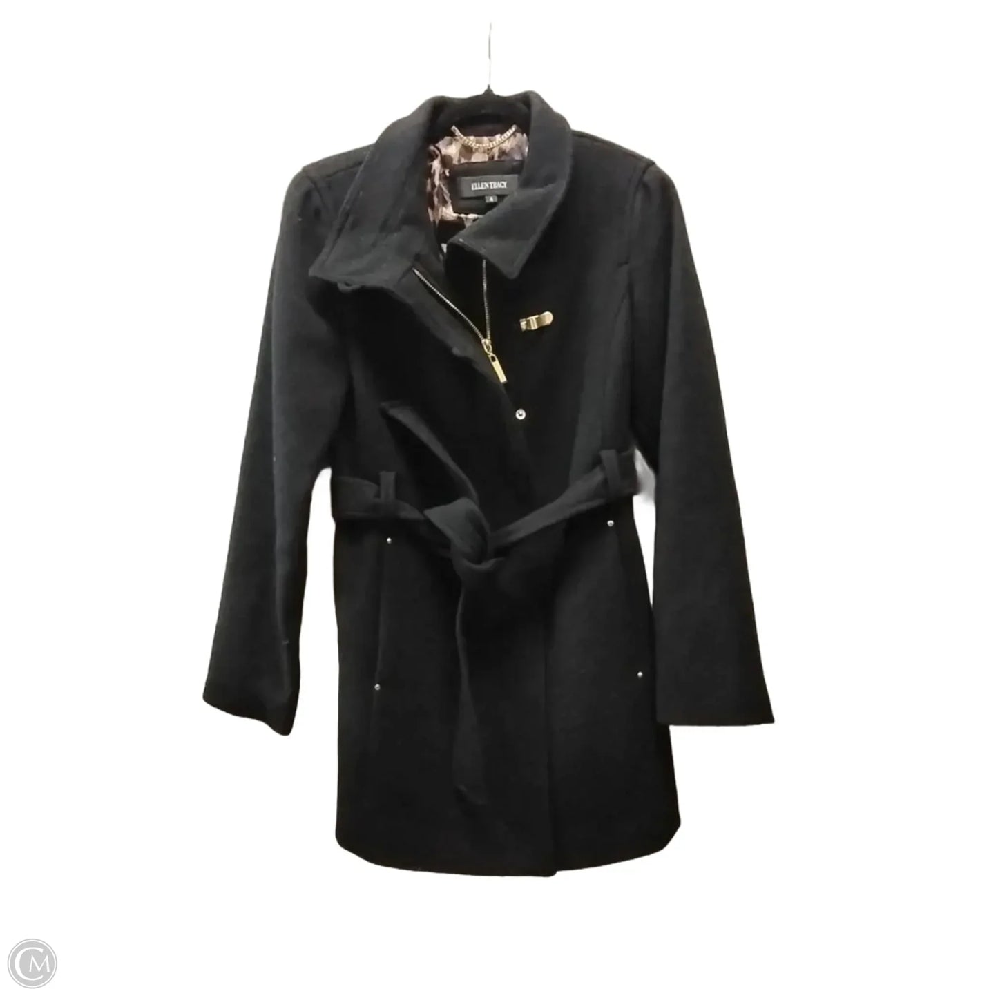 Coat Trench Coat By Ellen Tracy In Black, Size: 4
