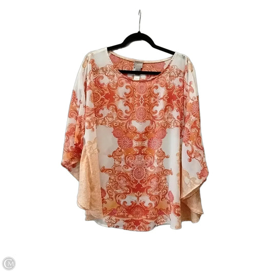 Kimono By Chicos In Orange & White, Size: Xl