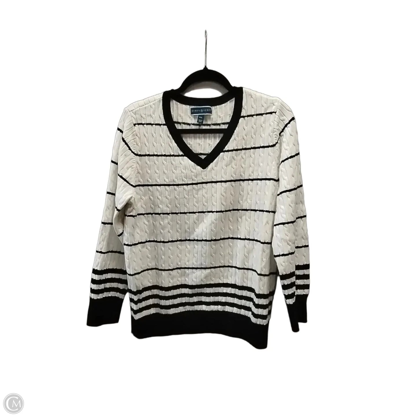 Sweater By Karen Scott In Black & White, Size: Xxl