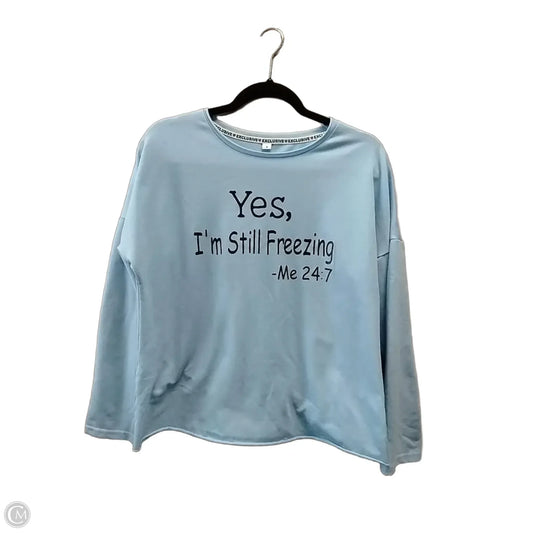 Top Long Sleeve By Exclusive In Blue, Size: S