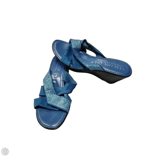 Shoes Heels Wedge By Italian Shoemakers In Blue, Size: 9.5