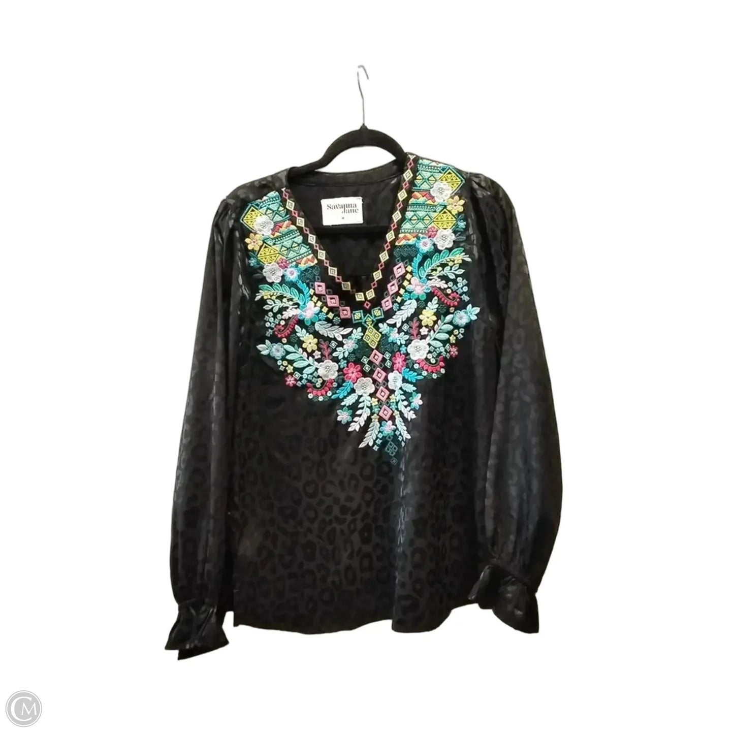 Blouse Long Sleeve By Savanna Jane In Animal Print, Size: M