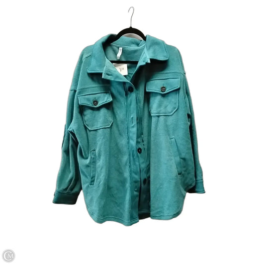 Jacket Fleece By Zenana In Teal, Size: 1x