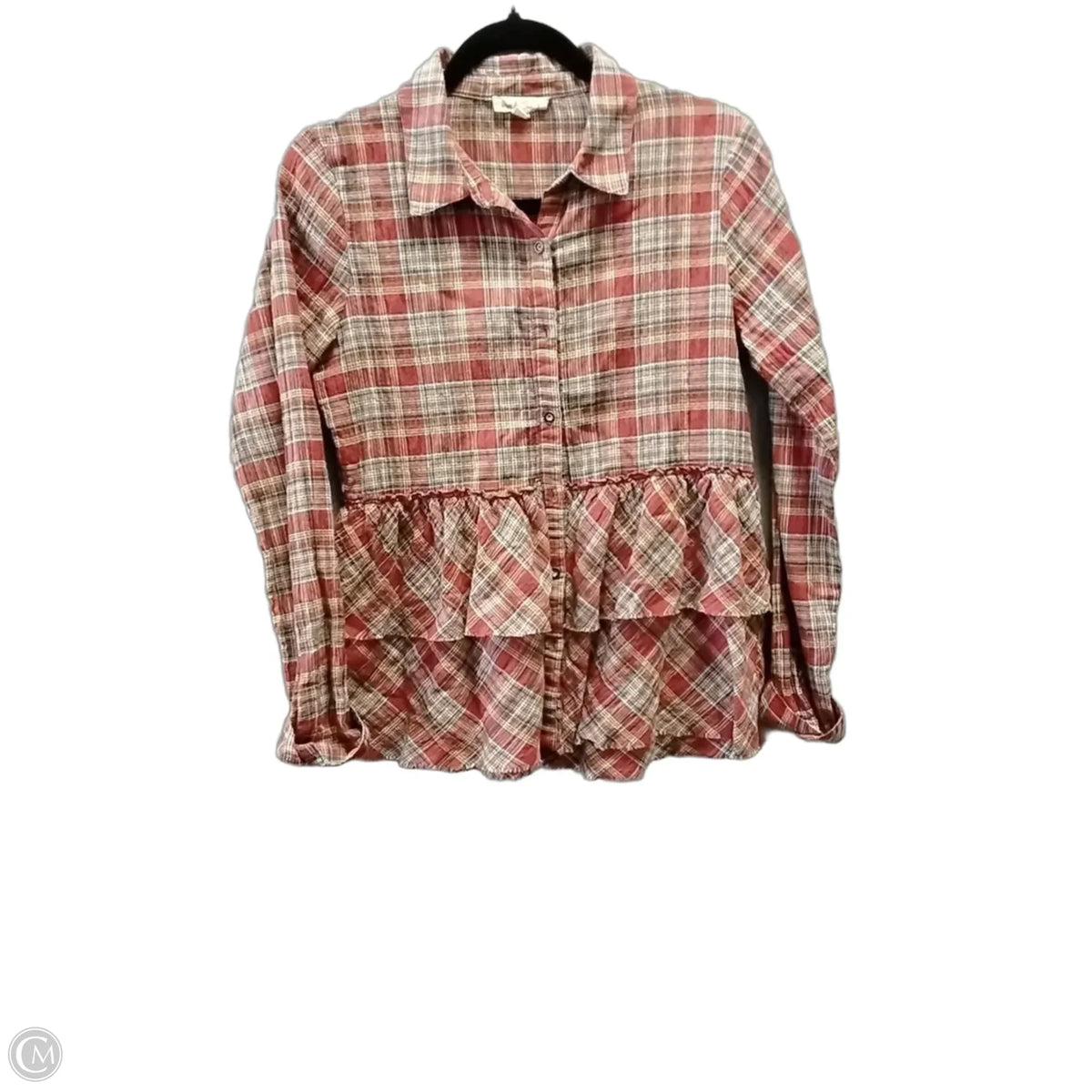 Top Long Sleeve By Hem & Thread In Plaid Pattern, Size: S
