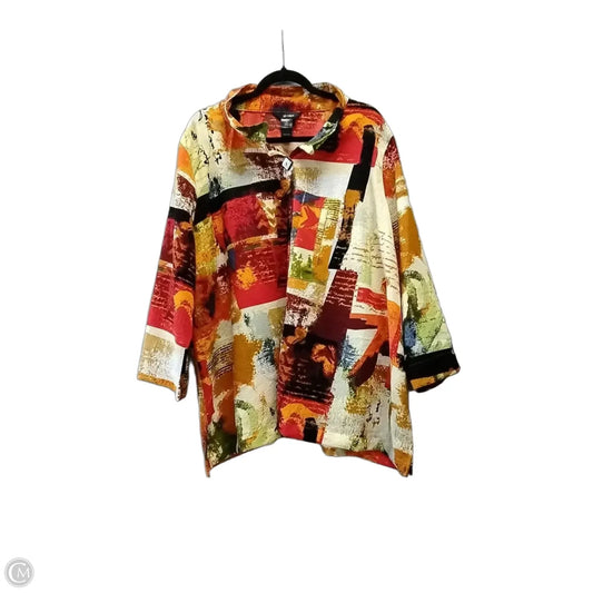 Blouse 3/4 Sleeve By Ali Miles In Multi-colored, Size: 2x