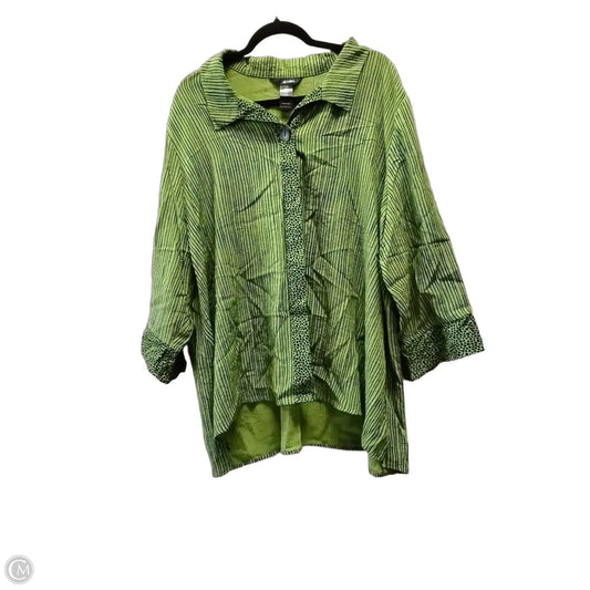 Blouse Long Sleeve By Ali Miles In Green, Size: 3x
