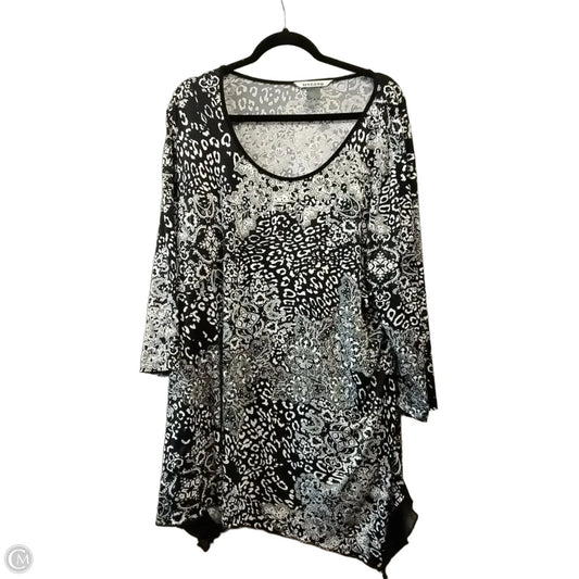 Top Long Sleeve By Nygard Peter In Black & White, Size: 3x