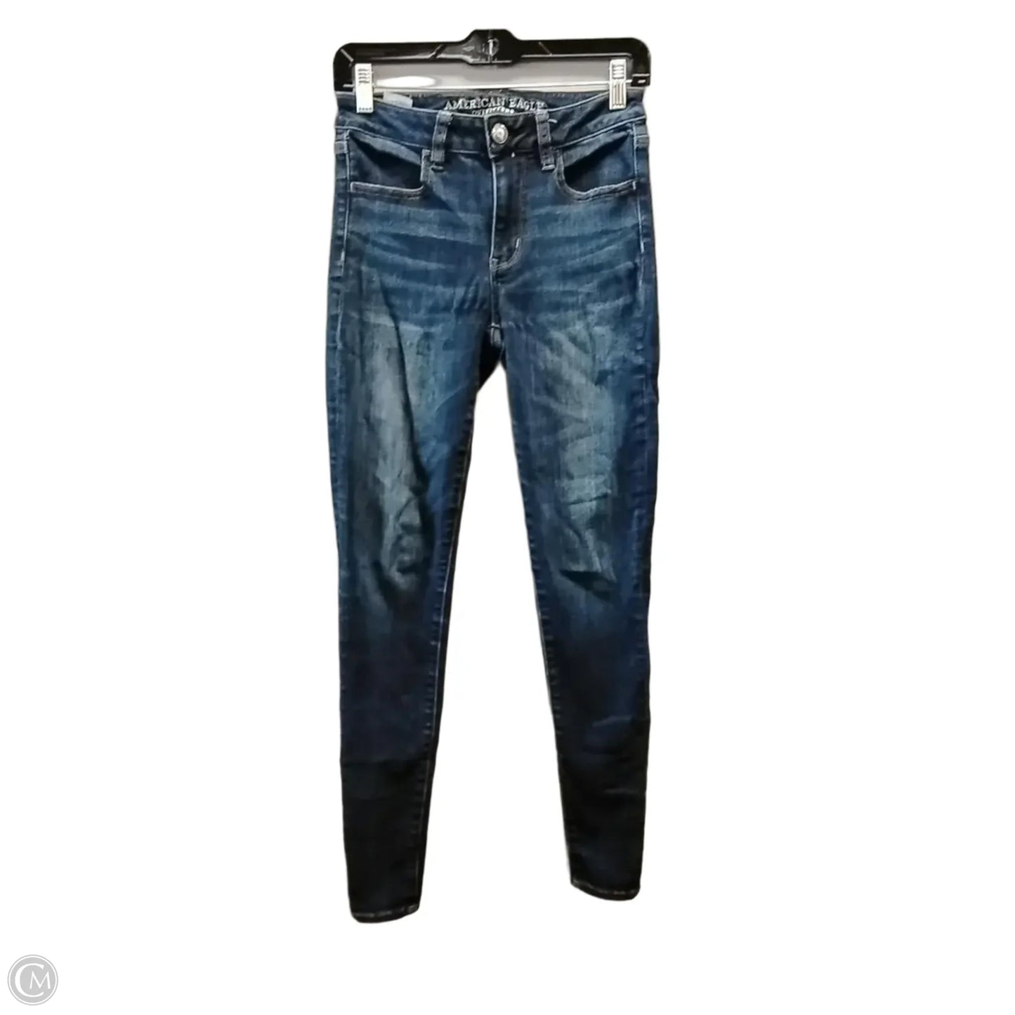 Jeans Skinny By American Eagle In Blue Denim, Size: 4