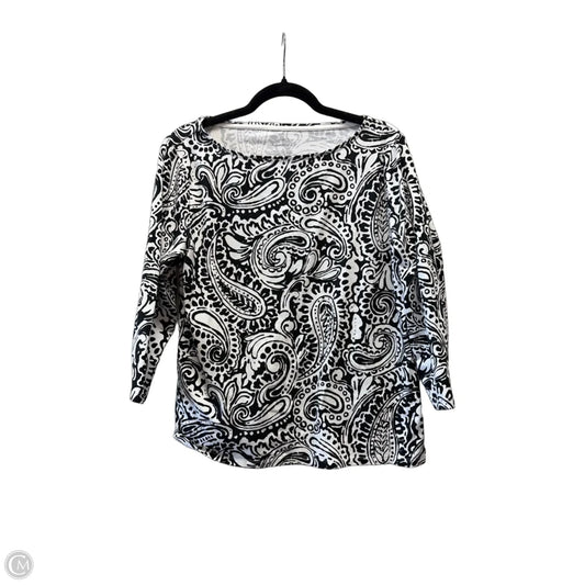 Top Long Sleeve By Talbots In Black & White, Size: L