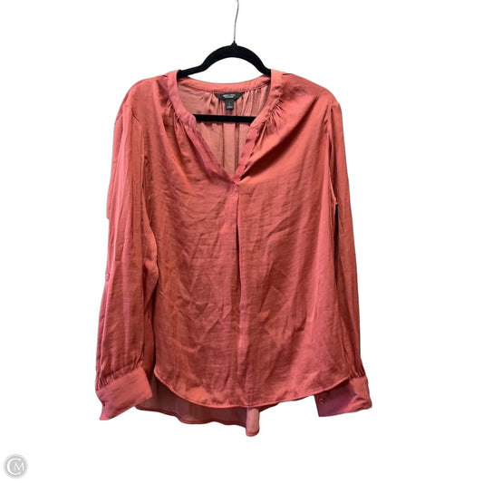 Blouse Long Sleeve By Simply Vera In Orange, Size: L