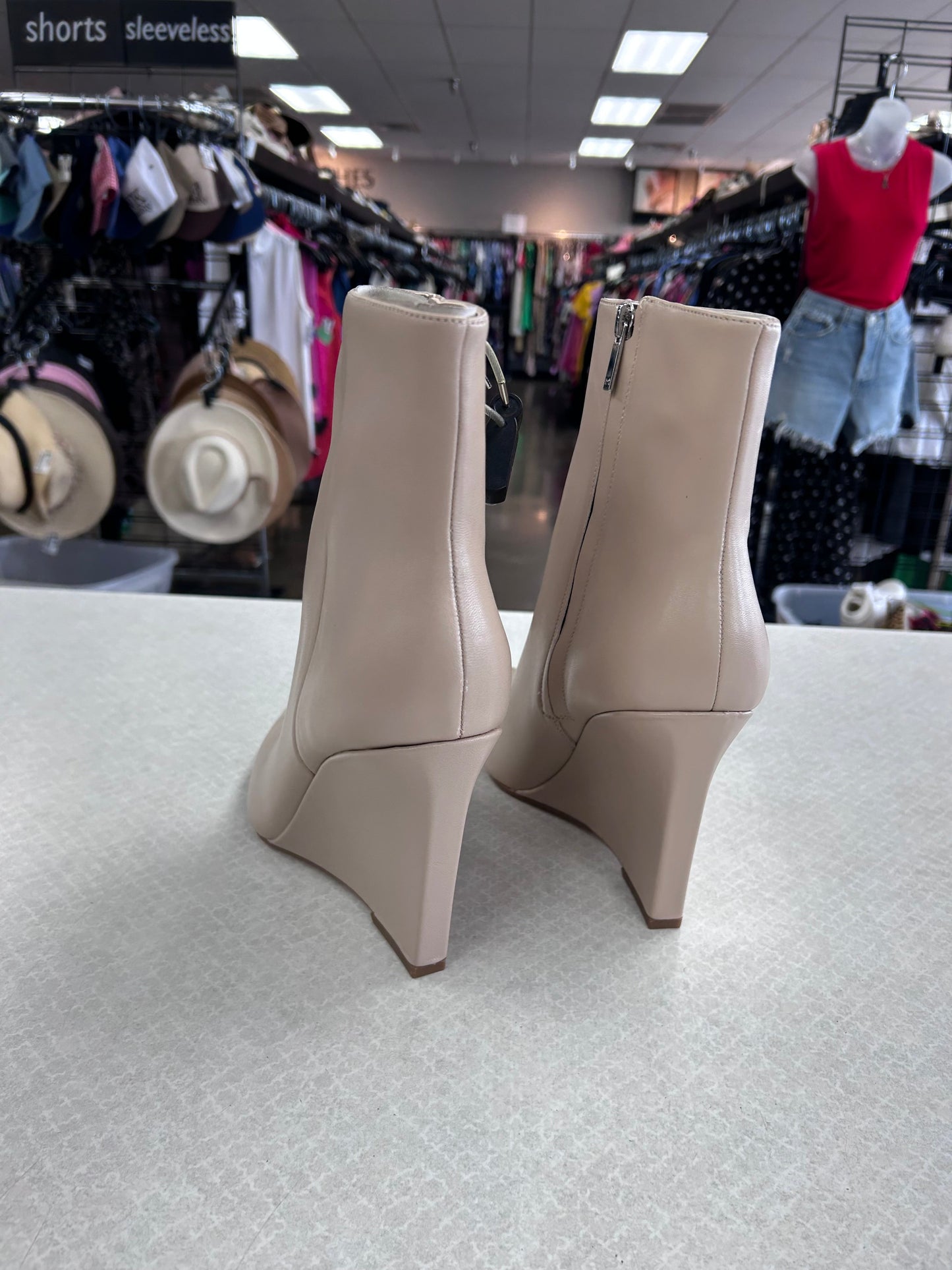 Boots Ankle Heels By Marc Fisher In Tan, Size:10