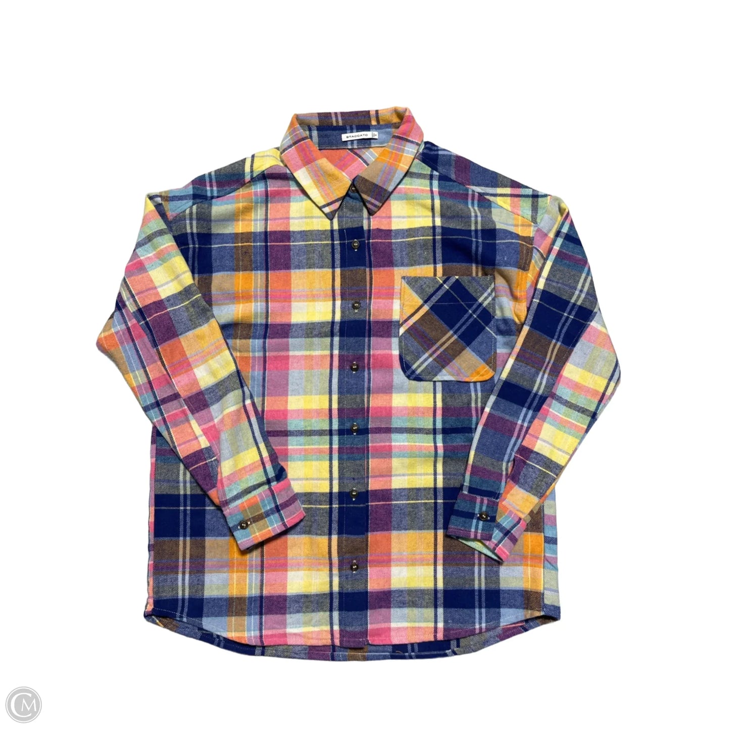 Top Long Sleeve By Staccato In Plaid Pattern, Size: M