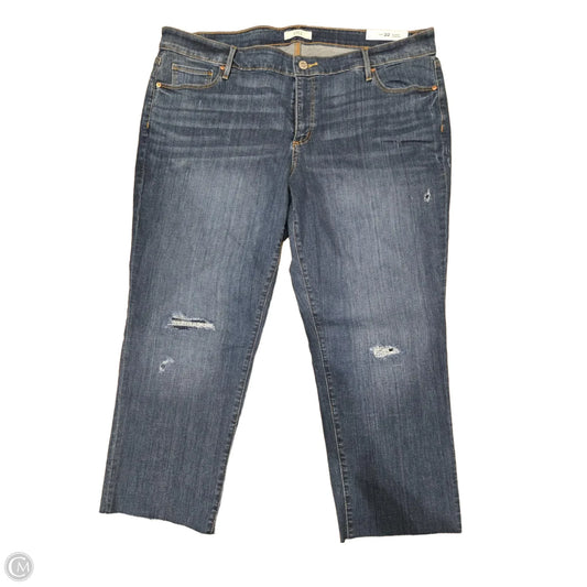 Jeans Cropped By Loft In Blue Denim, Size: 22