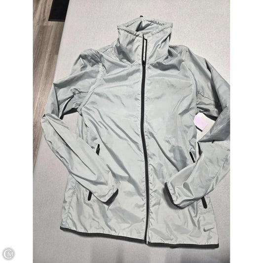 Jacket Windbreaker By Nike In Grey, Size: M