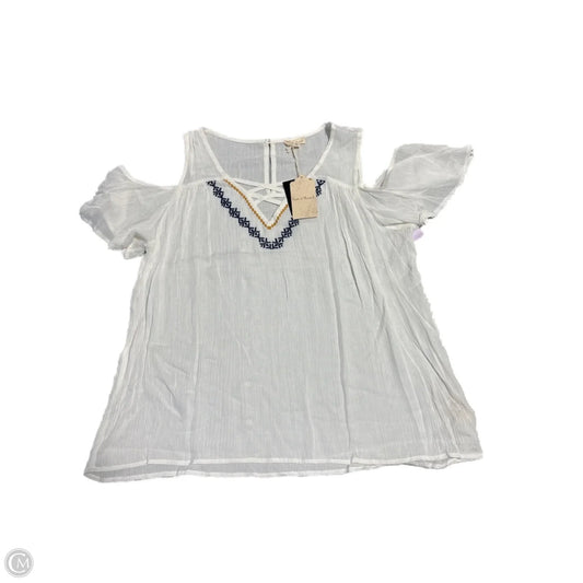 Top Short Sleeve By Hem & Thread In White, Size: L
