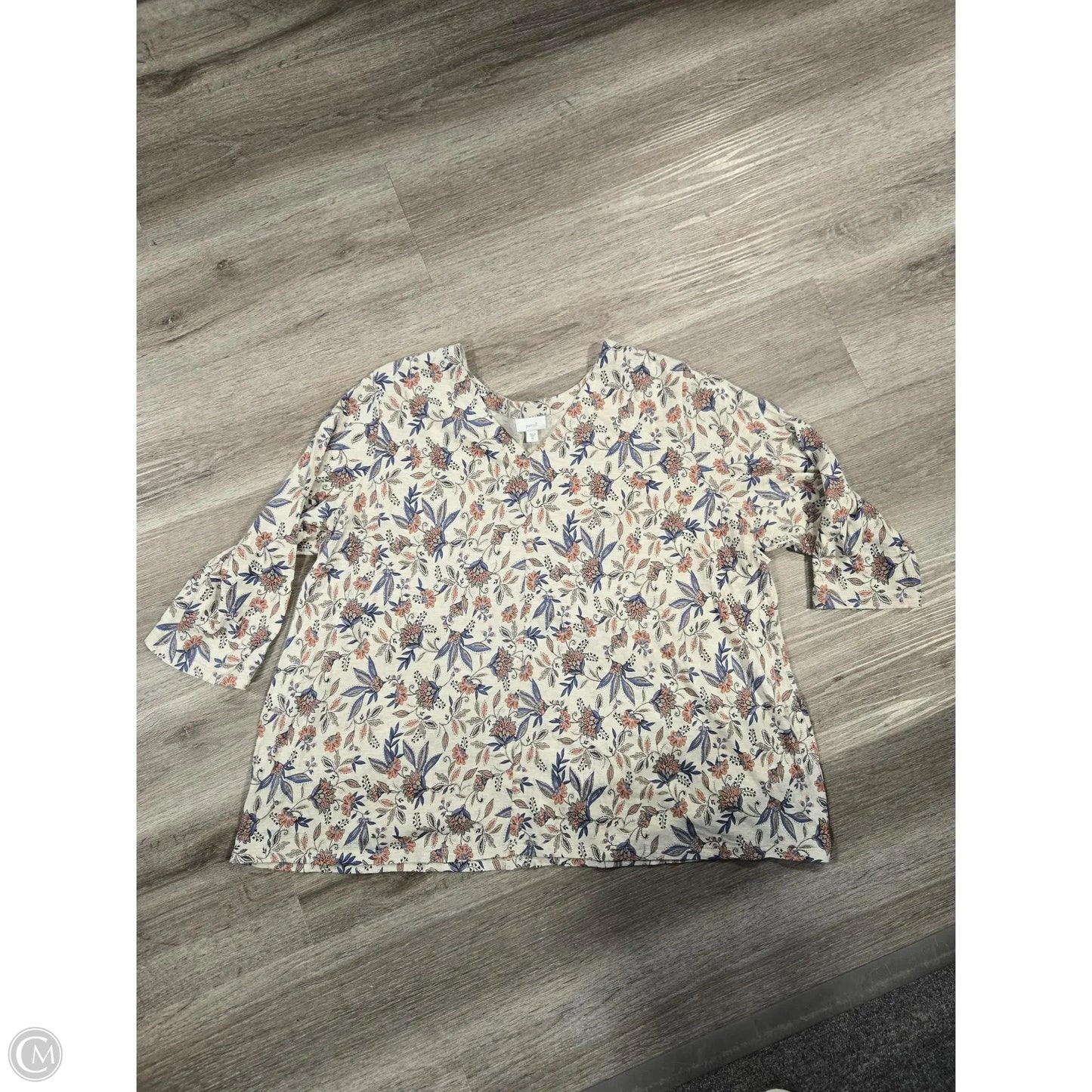 Top Long Sleeve Basic By Pure Jill In Floral Print, Size: 2x