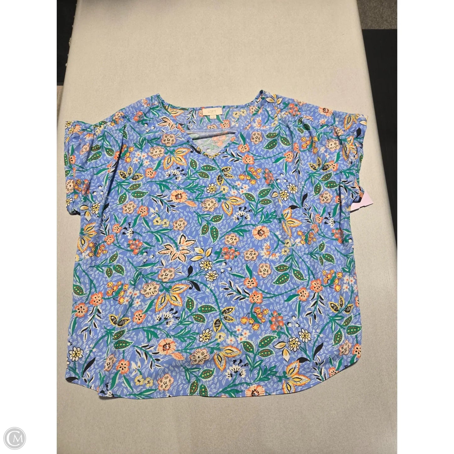Top Short Sleeve By Loft In Blue, Size: Xl