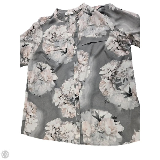 Top Short Sleeve By Calvin Klein In Floral Print, Size: Xxl