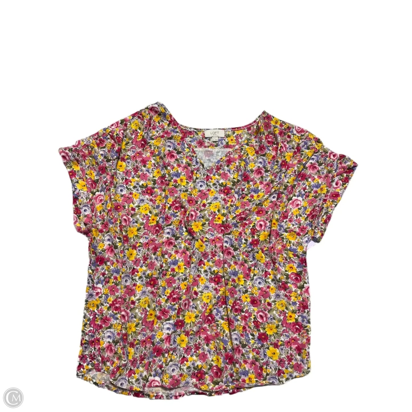Top Short Sleeve By Loft In Floral Print, Size: Xl