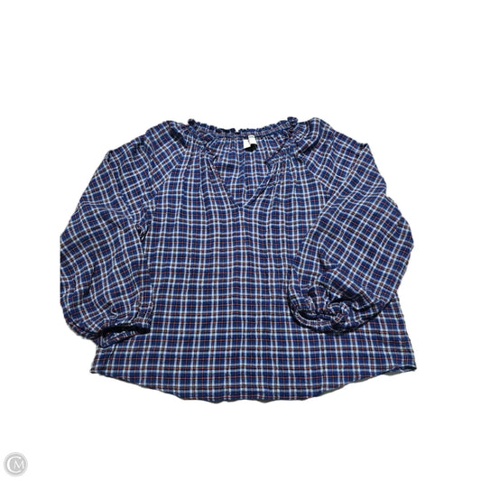 Top Long Sleeve By Old Navy In Plaid Pattern, Size: L