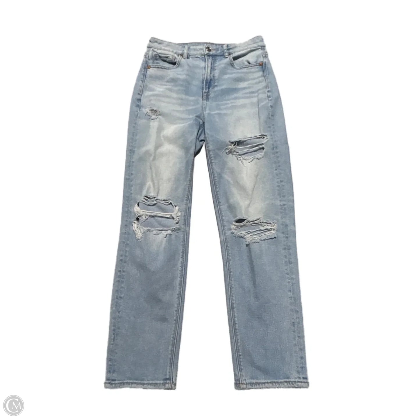 Jeans Straight By American Eagle In Blue Denim, Size: 4