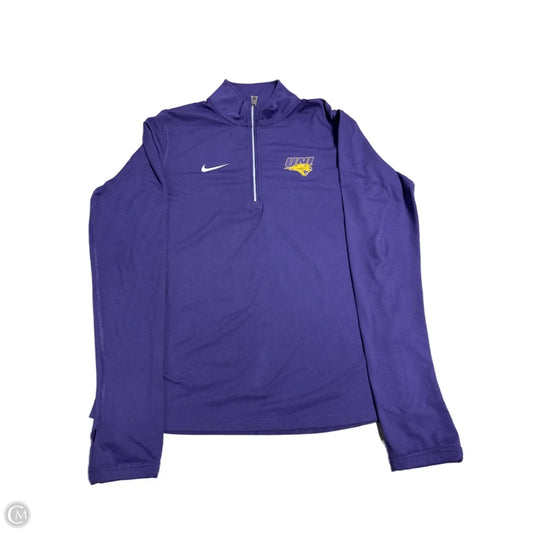 Athletic Top Long Sleeve Collar By Nike In Purple, Size: M