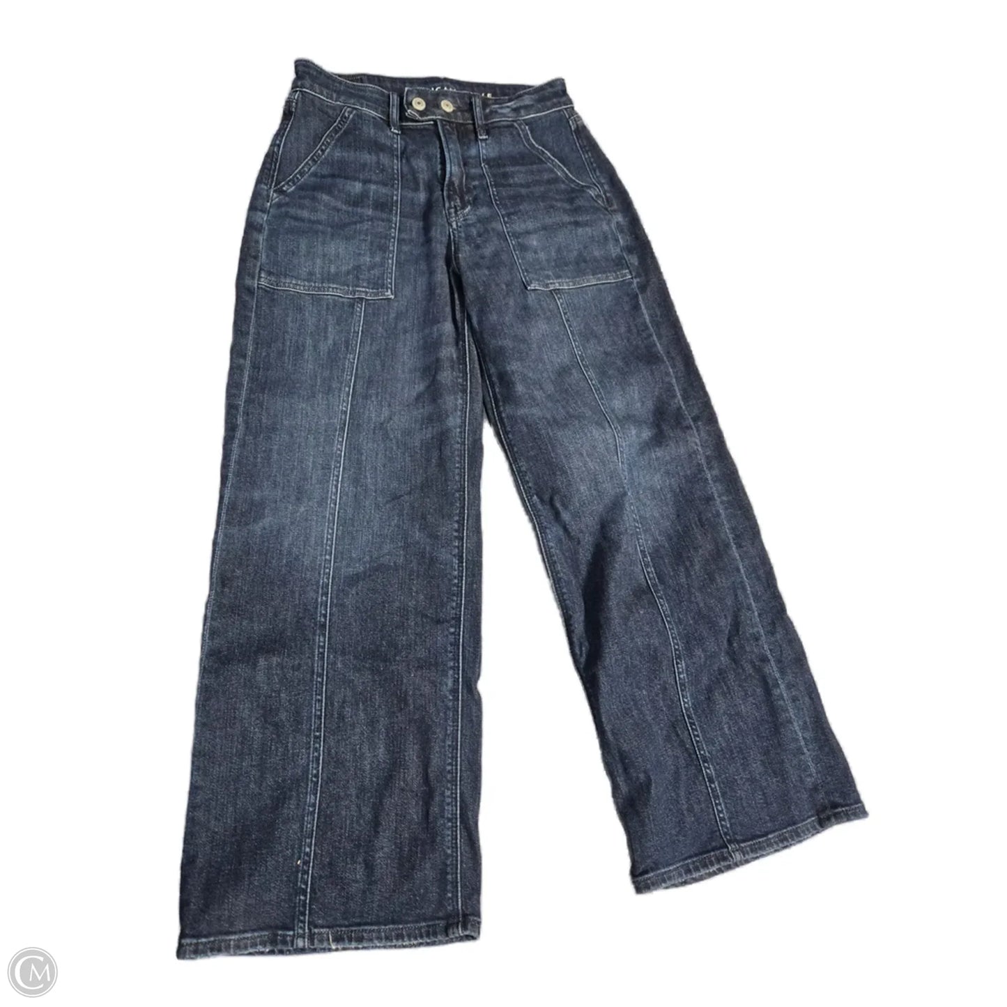 Jeans Wide Leg By American Eagle In Blue Denim, Size: 2p