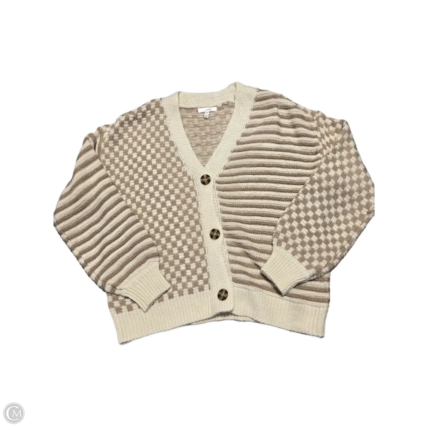 Sweater Cardigan By Maurices In Brown & Cream, Size: Xs