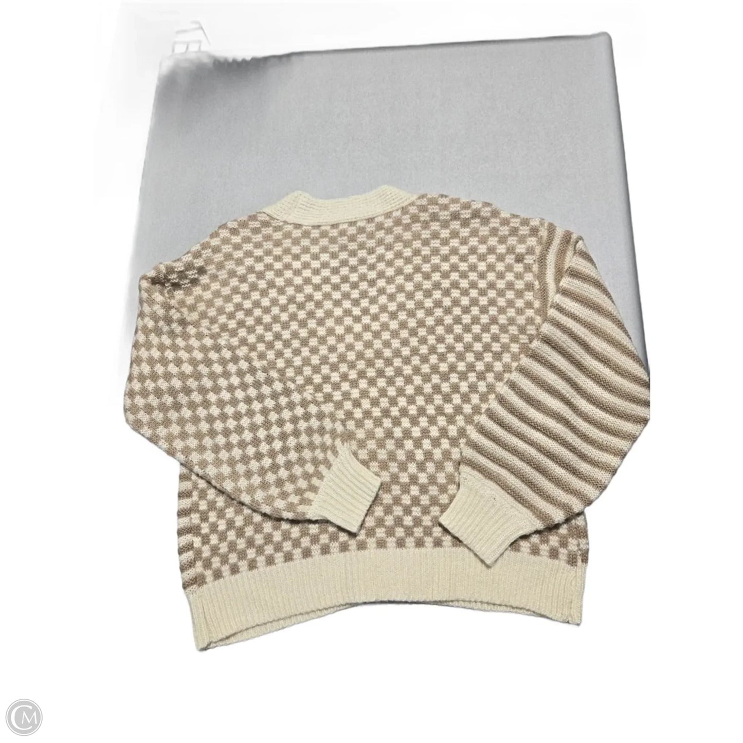 Sweater Cardigan By Maurices In Brown & Cream, Size: Xs