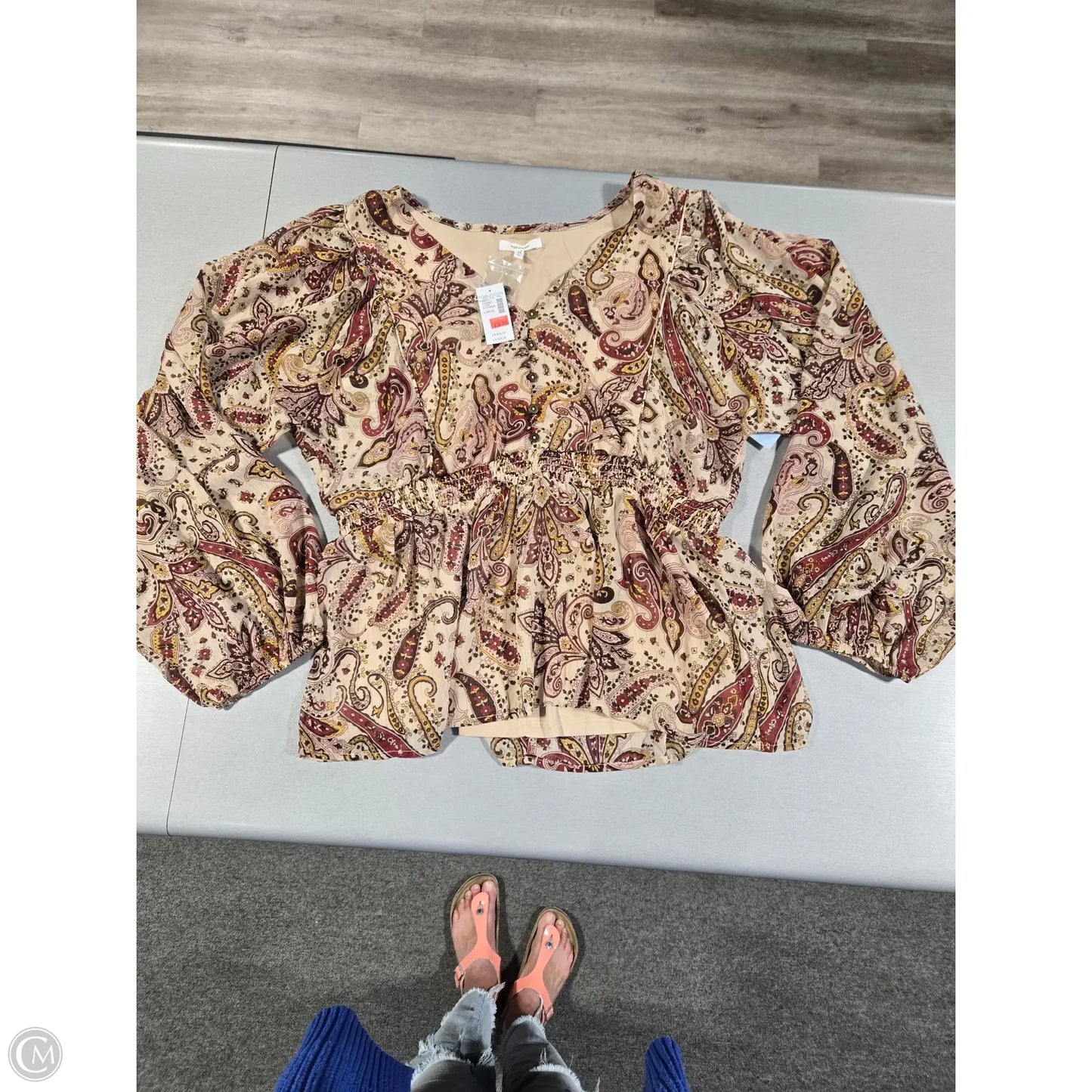 Top Long Sleeve By Maurices In Brown & Tan, Size: L