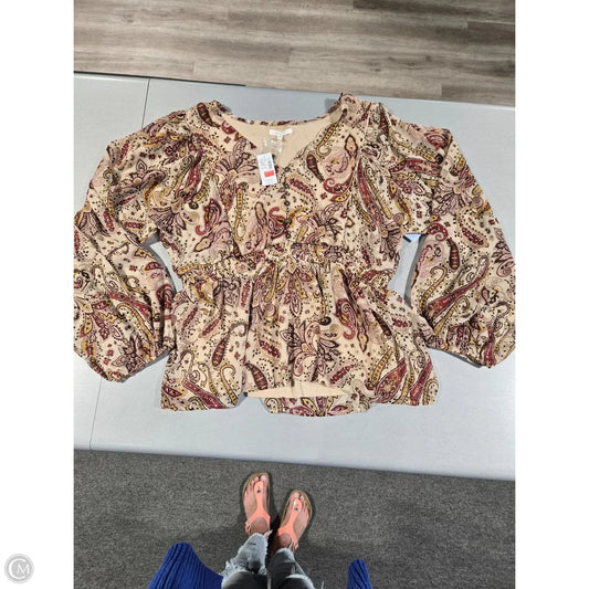 Top Long Sleeve By Maurices In Brown & Tan, Size: L