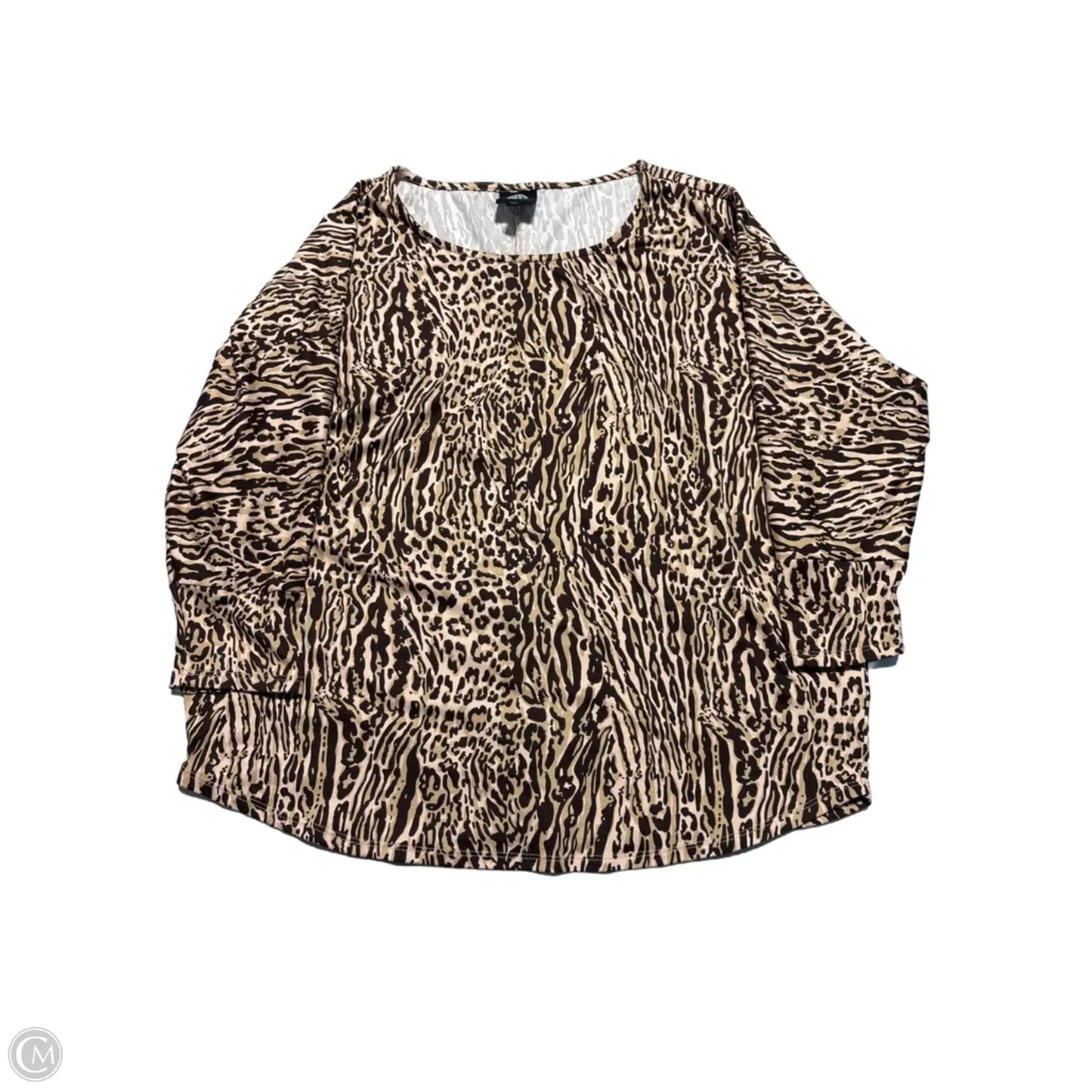 Top 3/4 Sleeve By Bobeau In Animal Print, Size: Xlp