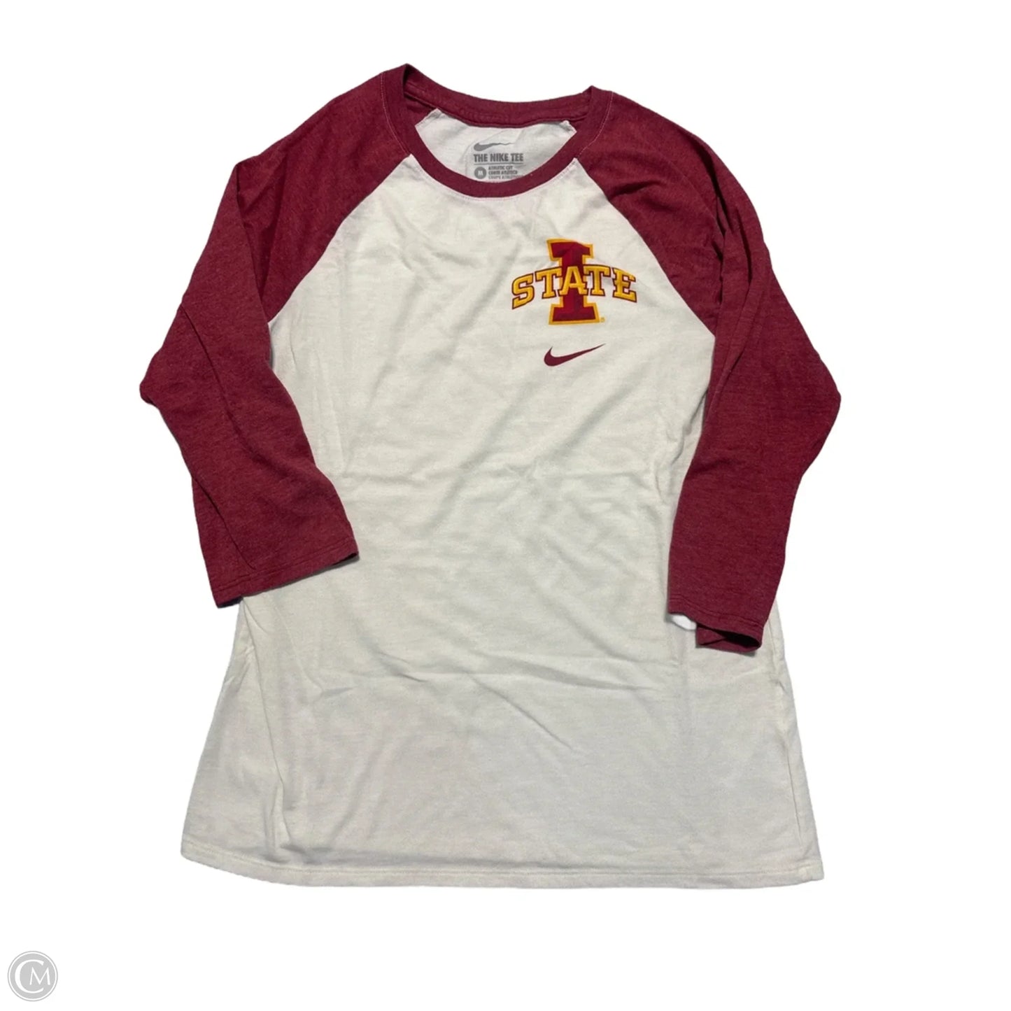 Top 3/4 Sleeve By Nike In Red & White, Size: M