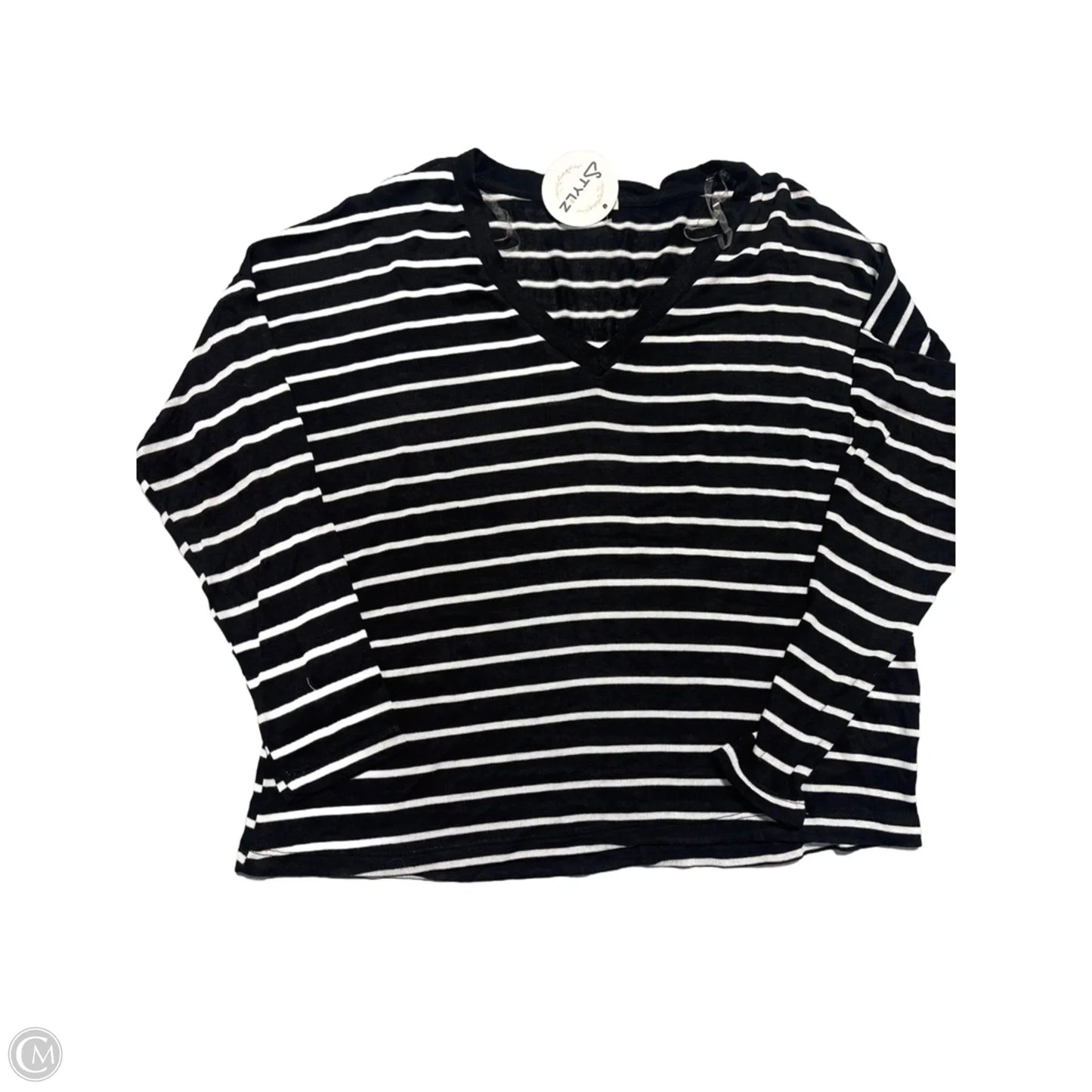 Top Long Sleeve By Heart & Hips In Striped Pattern, Size: M