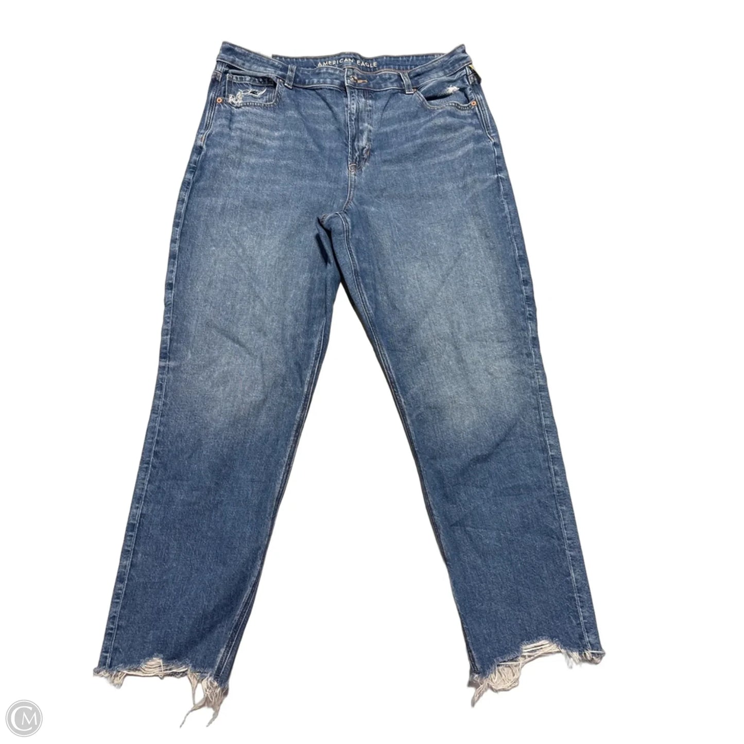 Jeans Straight By American Eagle In Blue Denim, Size: 16