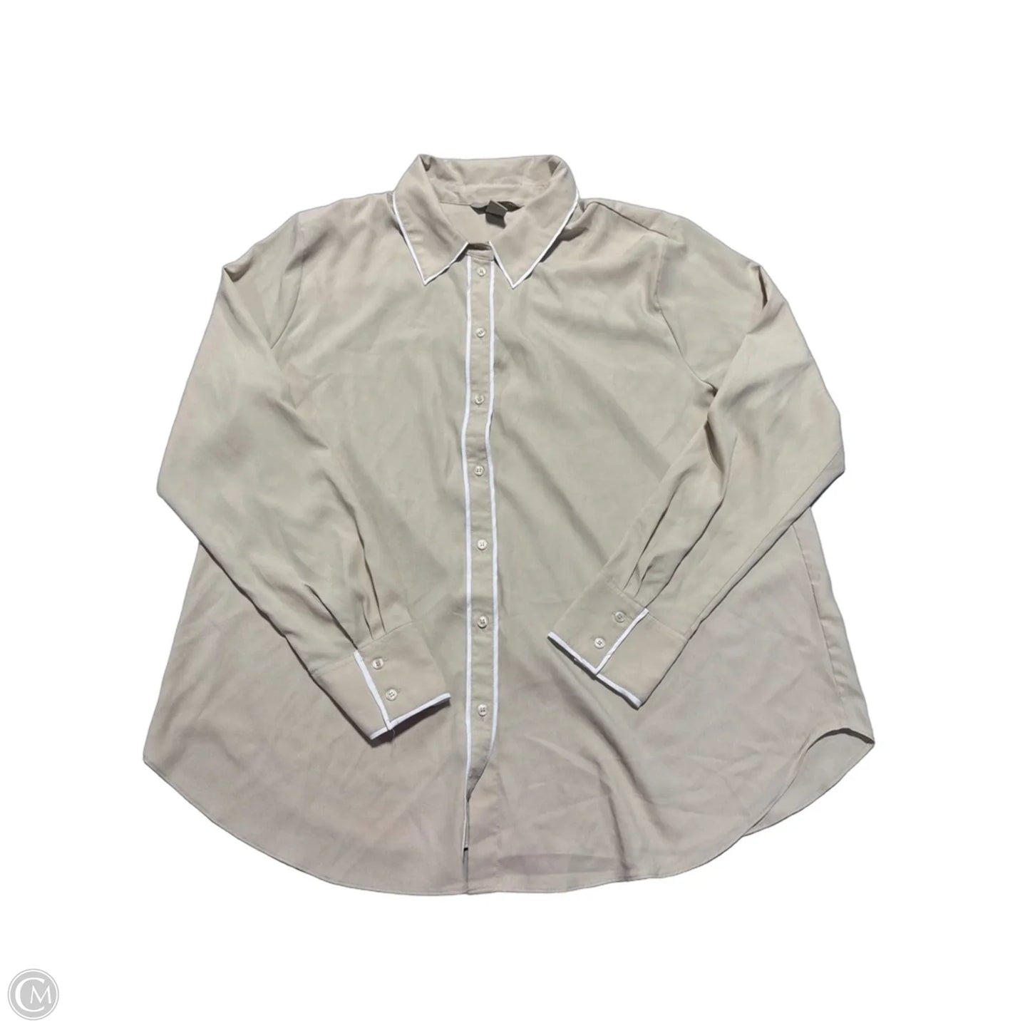 Blouse Long Sleeve By H&m In Tan, Size: Xl