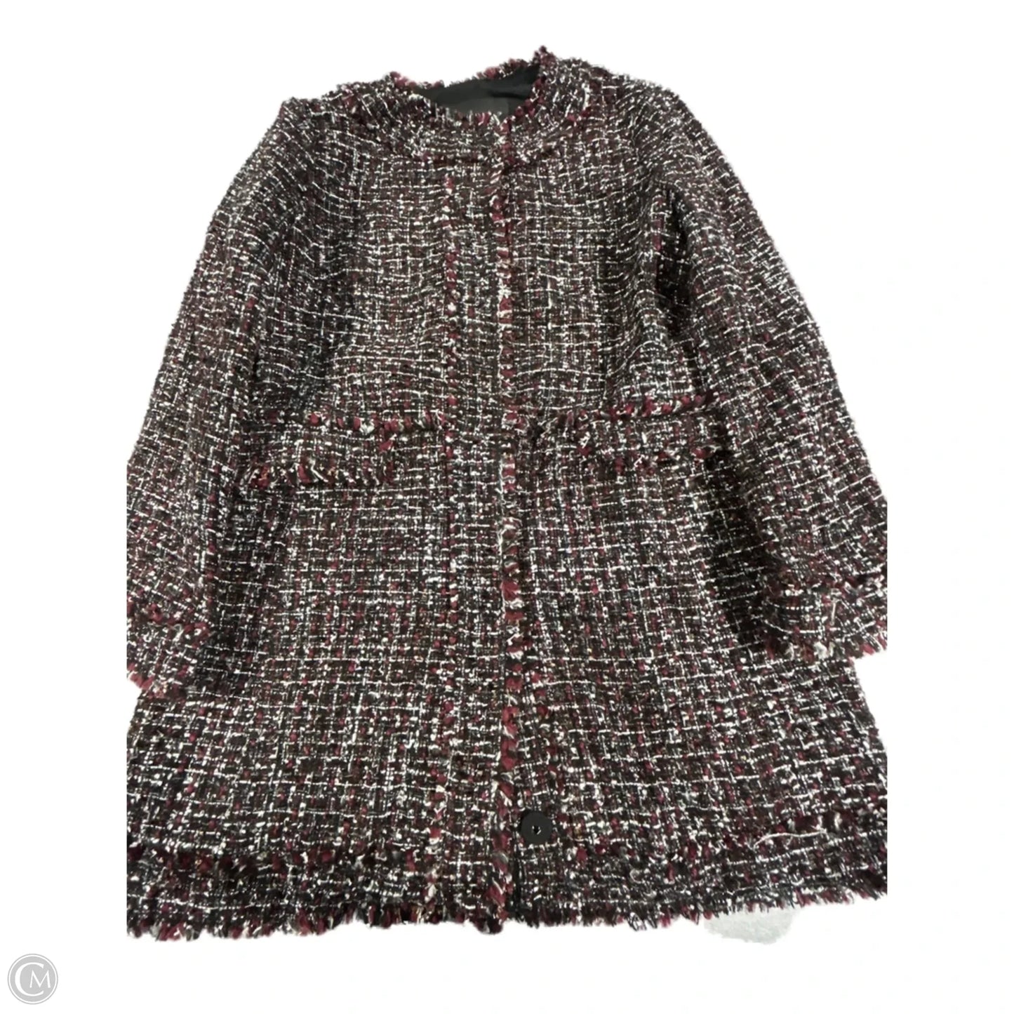 Coat Peacoat By Ann Taylor In Black & Purple, Size: 2