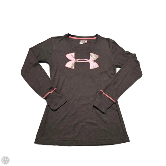 Top Long Sleeve By Under Armour In Brown, Size: M